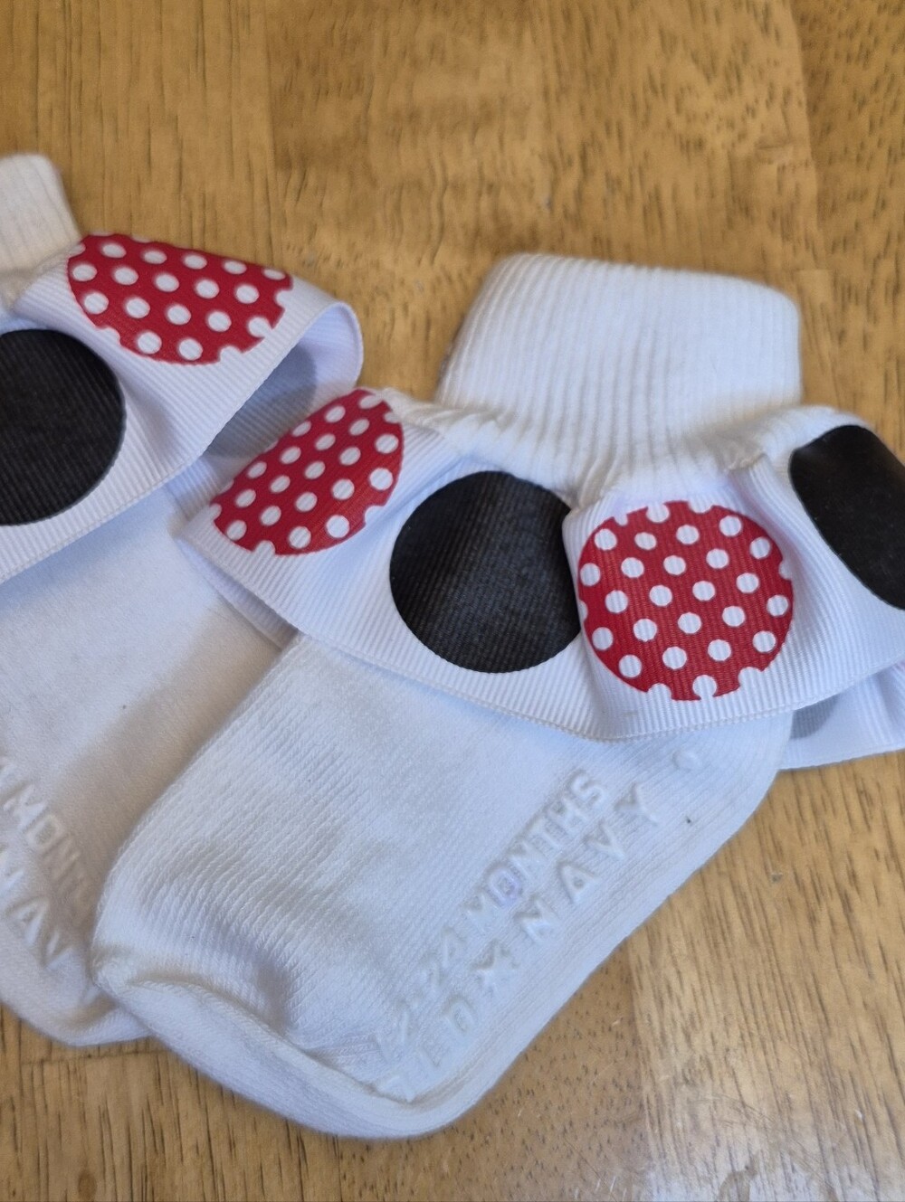 Kids Ruffle Ribbon Socks White With Black & Red Dots Sz 12 - 24 Mo Minnie Inspo - Picture 3 of 3